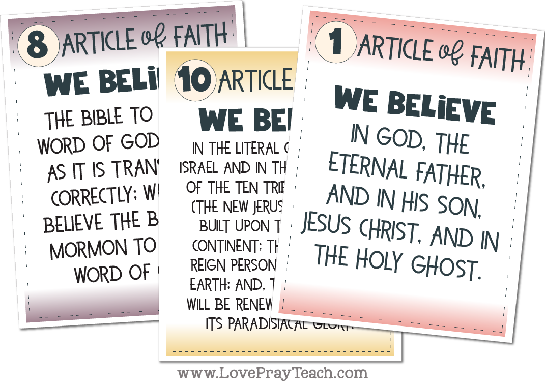 Primary 2020 The Book of Mormon. Articles of Faith Posters